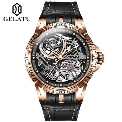 GELATU 6015  Men Watches  Luxury Fashion Waterproof Skeleton Sport Hollowed Custom logo Automatic Mechanical Watch for Man