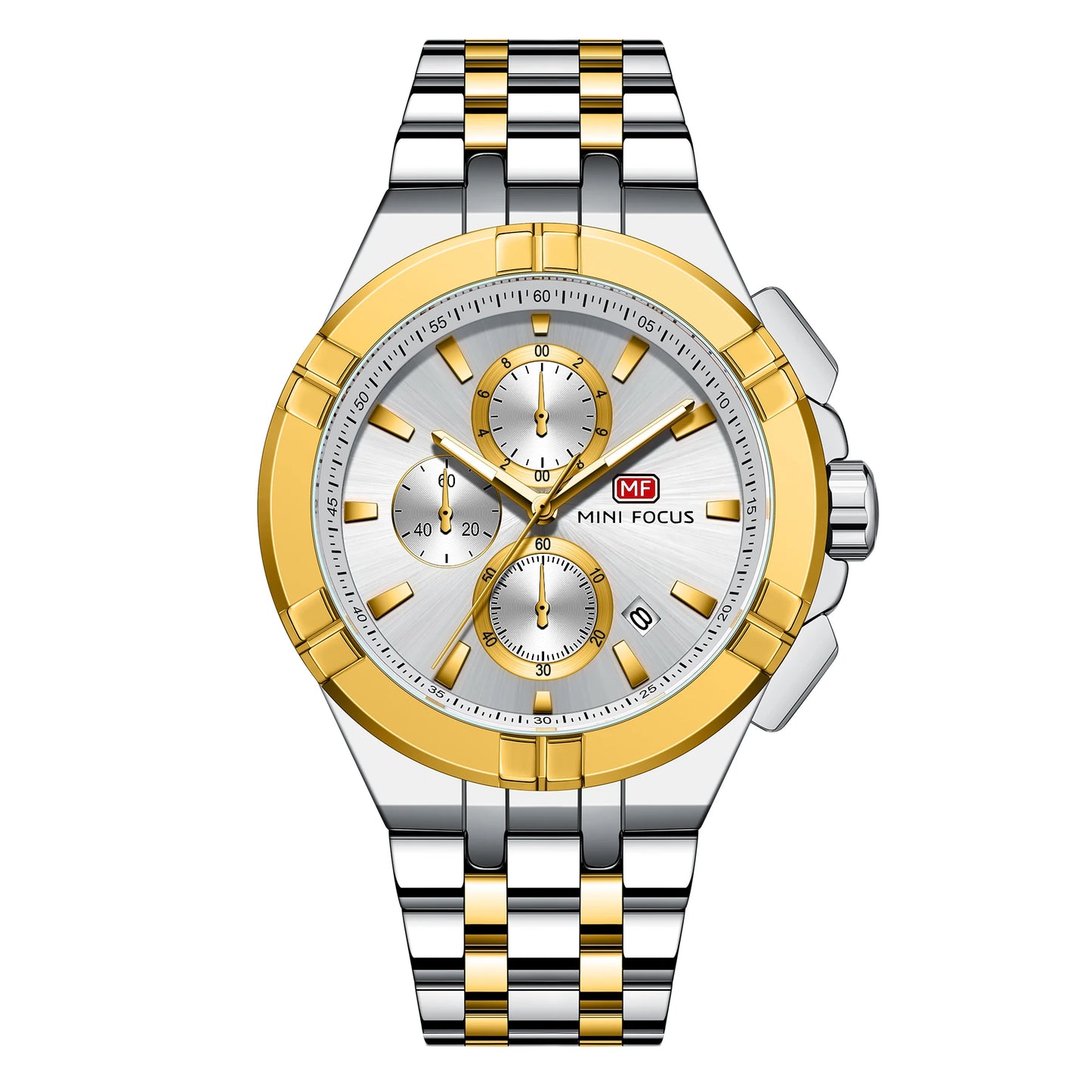 Montre Homme MINI FOCUS MF0471G Luxury Wristwatch Men Stainless Steel Band Chronograph Waterproof Quartz Watches