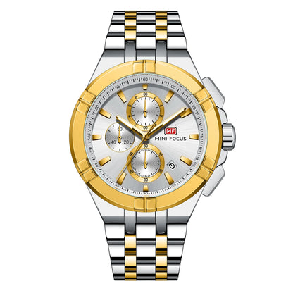Montre Homme MINI FOCUS MF0471G Luxury Wristwatch Men Stainless Steel Band Chronograph Waterproof Quartz Watches