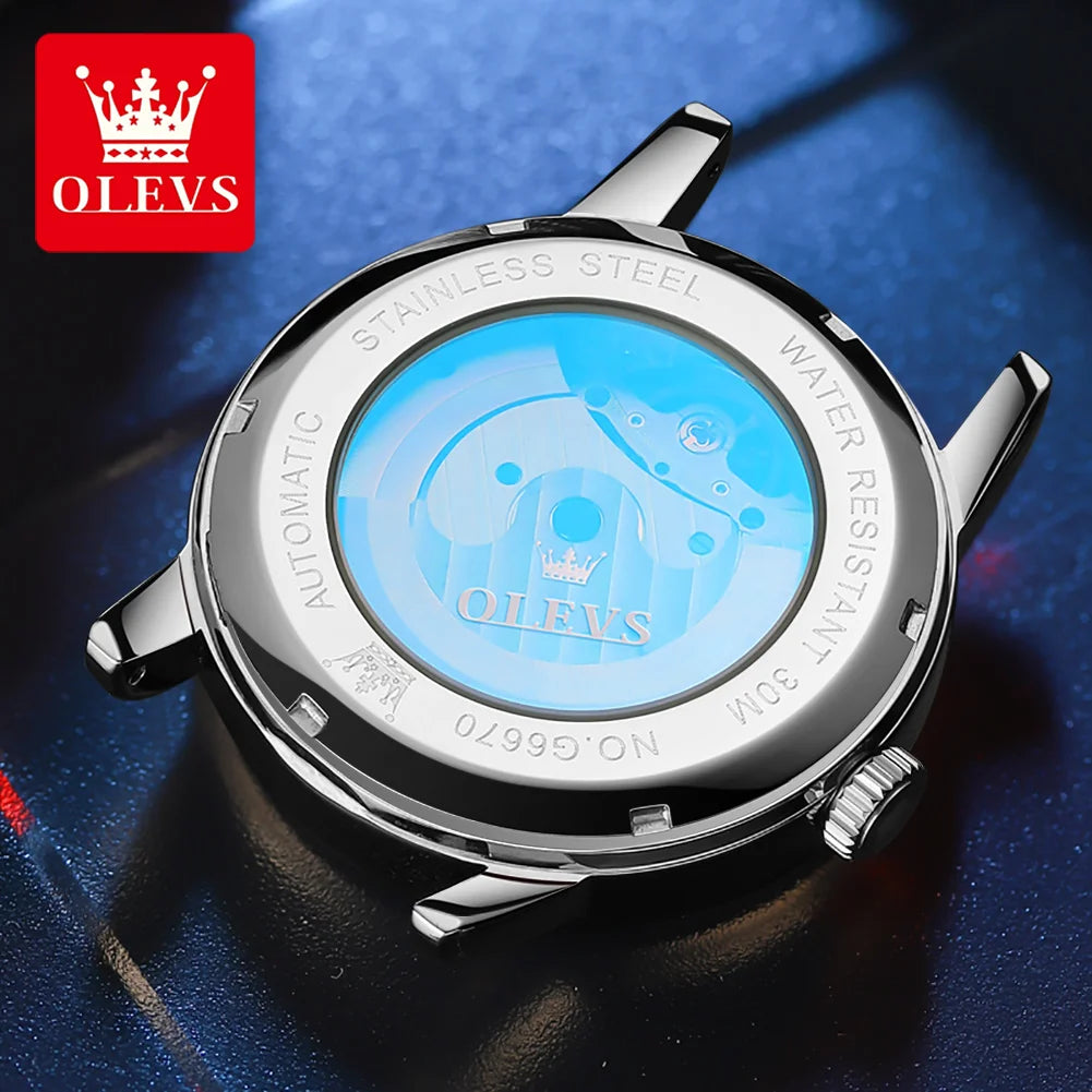OLEVS 6670 Luxury Brand Men Style Fashion Skeleton Mechanical Men's Watch Genuine Leather Belt Automatic Oem Automatic Watches