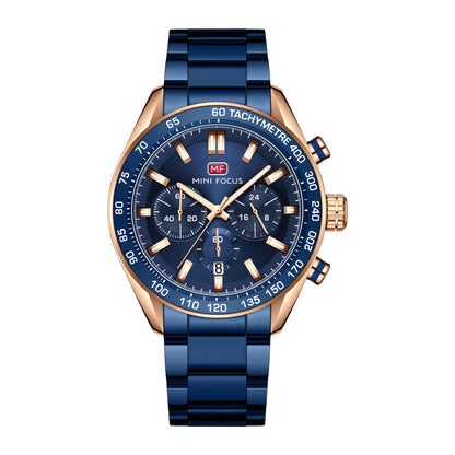 Top-Ranking MINI FOCUS MF0403G Business Watch Men High End Big Dial Waterproof Luminous With Stainless Steel Band Quartz Watches