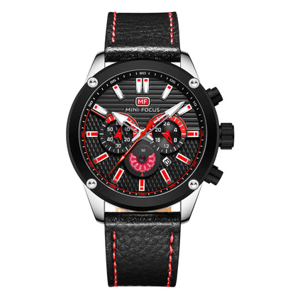 High End MINI FOCUS MF0288G Luxury Wrist Watches Leather Strap Waterproof Calendar Men Casual Quartz Watch Reloj Hombre