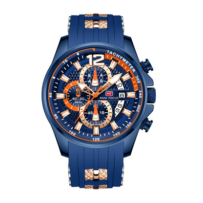 Best Selling MINI FOCUS MF0350G Luxury Quartz Watch Men Waterproof Silicone Band Waterproof Luminous Hands Wrist Watches