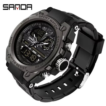 SANDA 6024 2025 Top Brand Men's Watches 5ATM Waterproof Sport Digital Wristwatch Quartz Watch for Men Clock Relogio Masculino