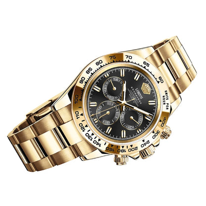 LOBINNI Luxury Brand Stainless Steel Fully Automatic Mechanical Watch Gold Color Men Watches
