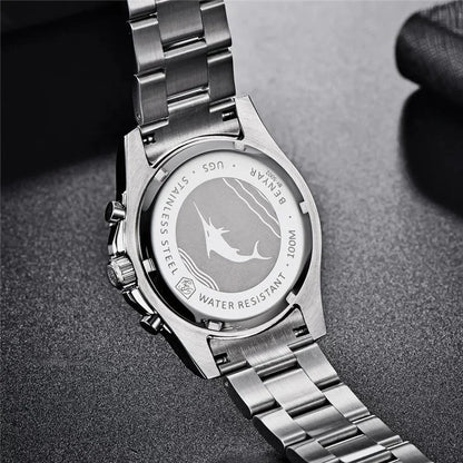 BENYAR S002 Stainless Steel Men Waterproof Wristwatch Japan Chronograph Quartz Benyar Watches Reloj Hombre