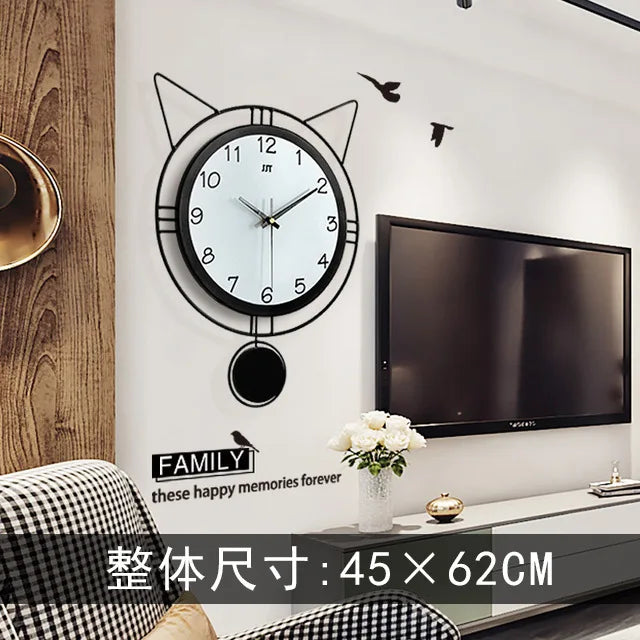 Modern Design Cute Cat Design Iron Wall Decor Clock Designed Buy Wholesale Wall Clock China Manufacturers