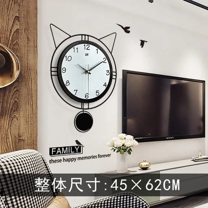 Modern Design Cute Cat Design Iron Wall Decor Clock Designed Buy Wholesale Wall Clock China Manufacturers