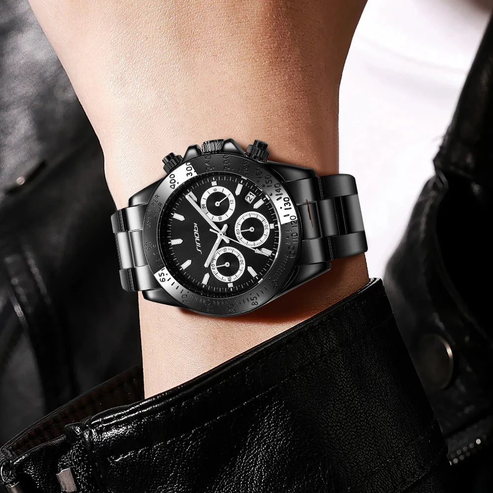 Sinobi Branded Watches for Men Quartz Wristwatch with Calendar Function