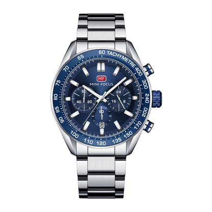 Top-Ranking MINI FOCUS MF0403G Business Watch Men High End Big Dial Waterproof Luminous With Stainless Steel Band Quartz Watches