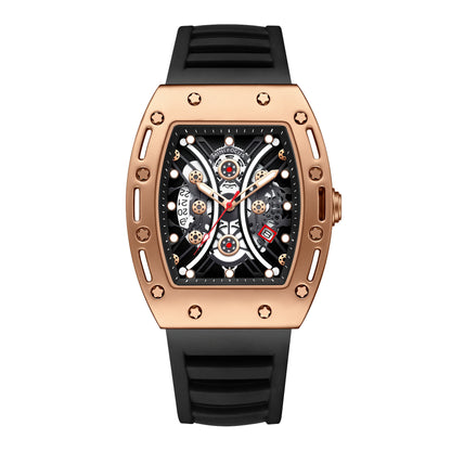 MINI FOCUS MF0420G Men Fashion Barrel Shaped Sports Watch Silicone Strap Waterproof With Luminous Hands Quartz Watches Reloj