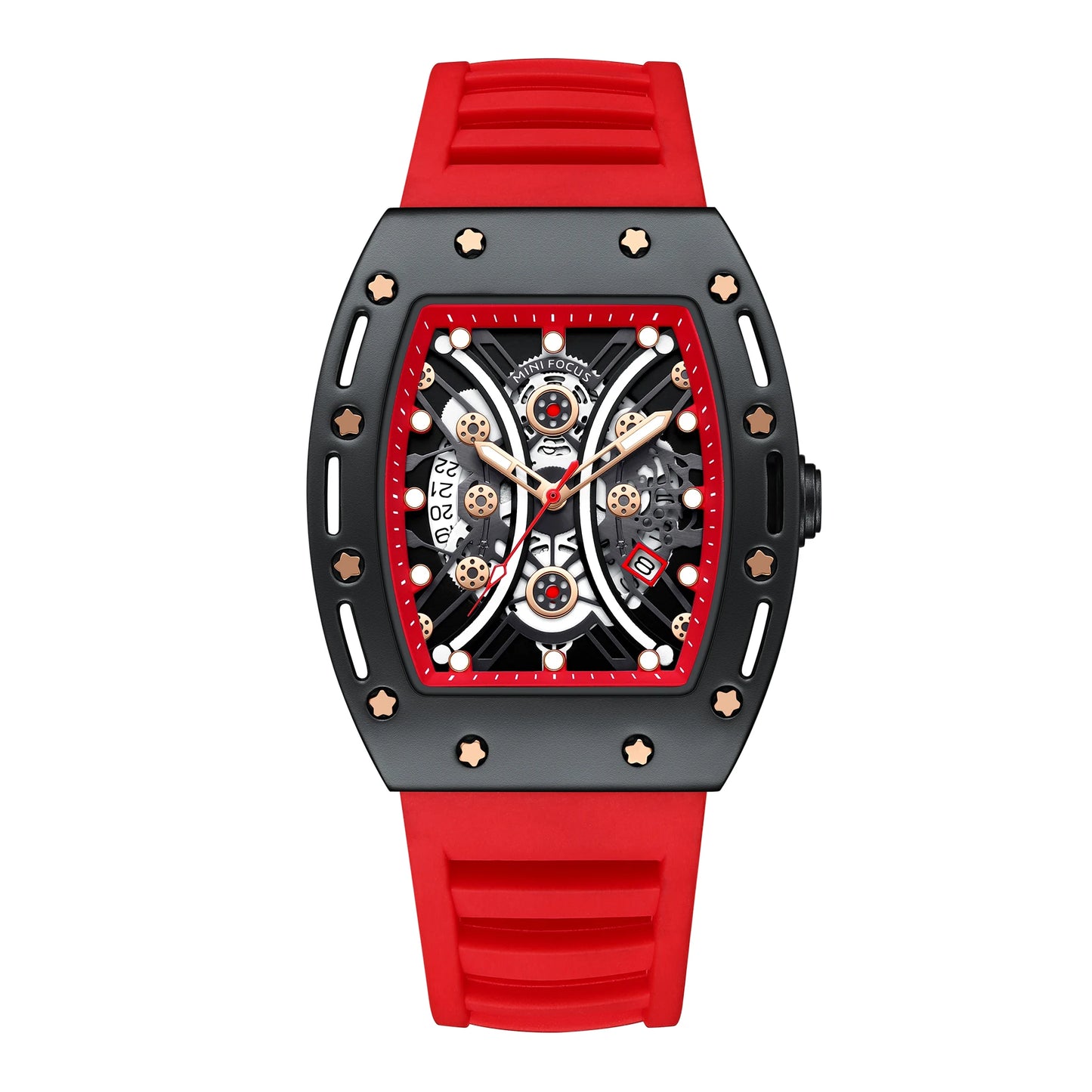 MINI FOCUS MF0420G Men Fashion Barrel Shaped Sports Watch Silicone Strap Waterproof With Luminous Hands Quartz Watches Reloj