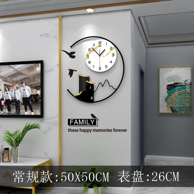 New Design Gold Fish Wall Clock 1 Piece Minimalist Wood Wall Clock Home Decor Luxury for Living Room Office