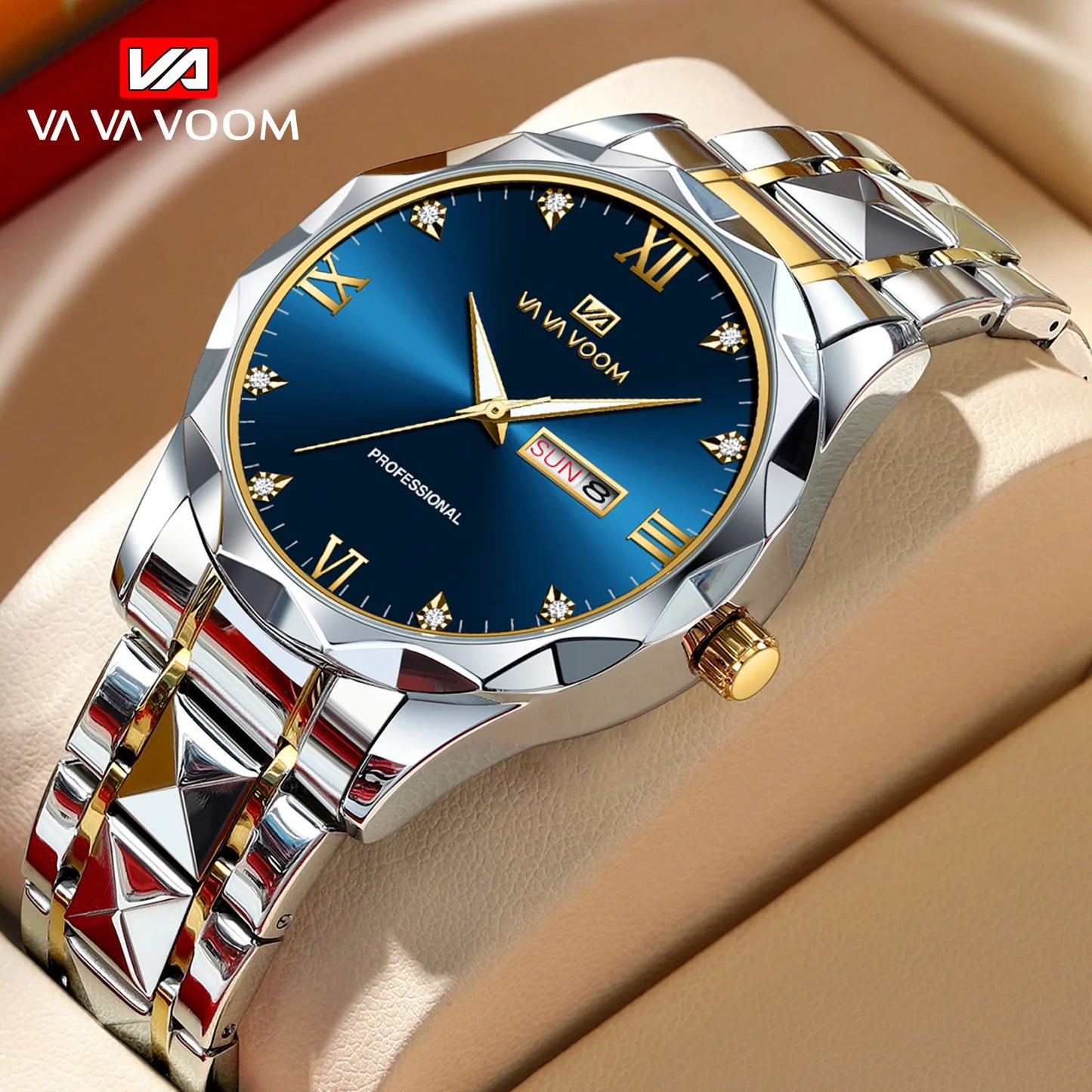 Hannah Martin Vava Voom 2741 Fashion Men's Watches Brand Waterproof Stainless Steel Business High End Date Quartz Watch for Men