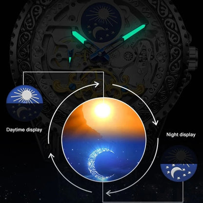 Hot Sale Vintage Engraved Skeleton Tourbillon Mechanical Men's Watches Luxury Moon Phase Clock Wholesale Watches