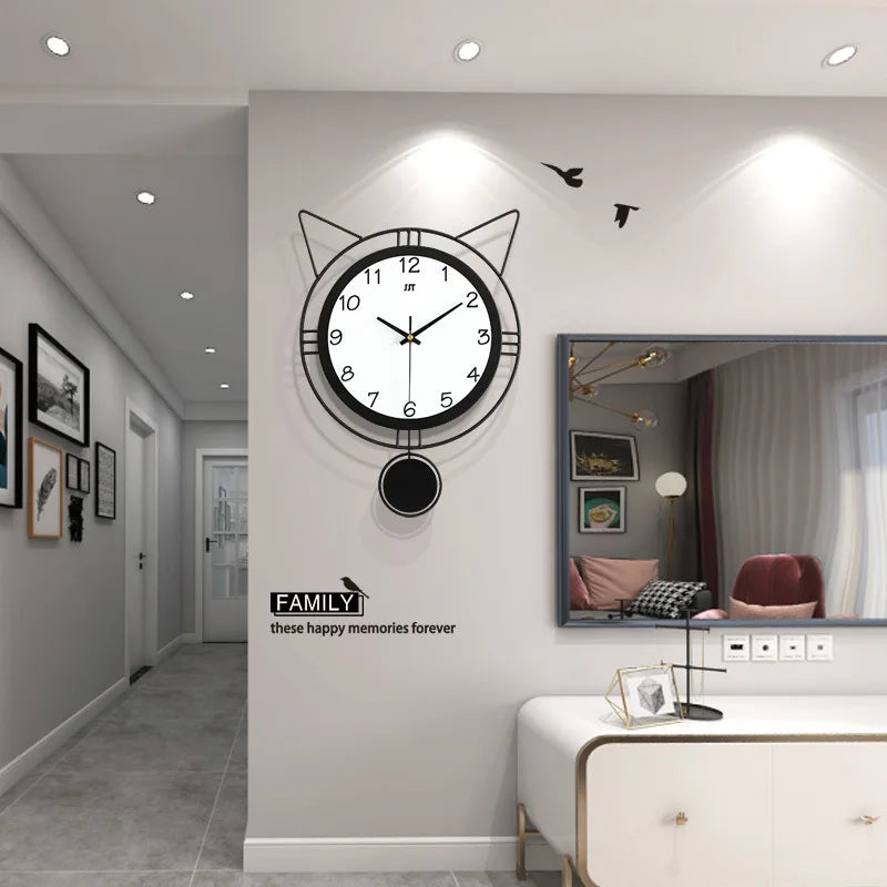 Modern Design Cute Cat Design Iron Wall Decor Clock Designed Buy Wholesale Wall Clock China Manufacturers
