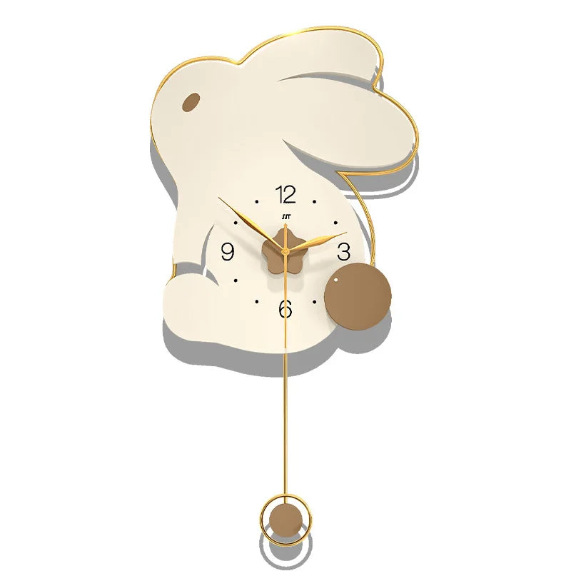 86x45CM New Design Minimalist Rabbit Wall Clock with Pendulum Modern Nordic Wall Clock for Living Room Office