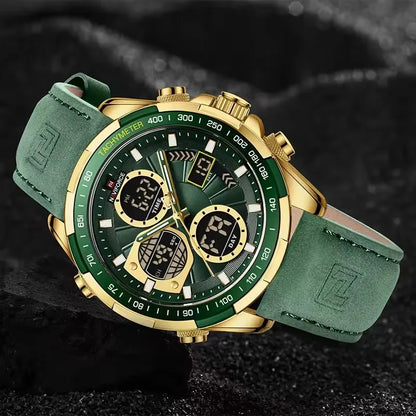 NAVIFORCE 9197 Quartz Watches Mens Luxury Sport Chronograph Waterproof Quartz Big Dial Clock Digital Wristwatches Men Watch