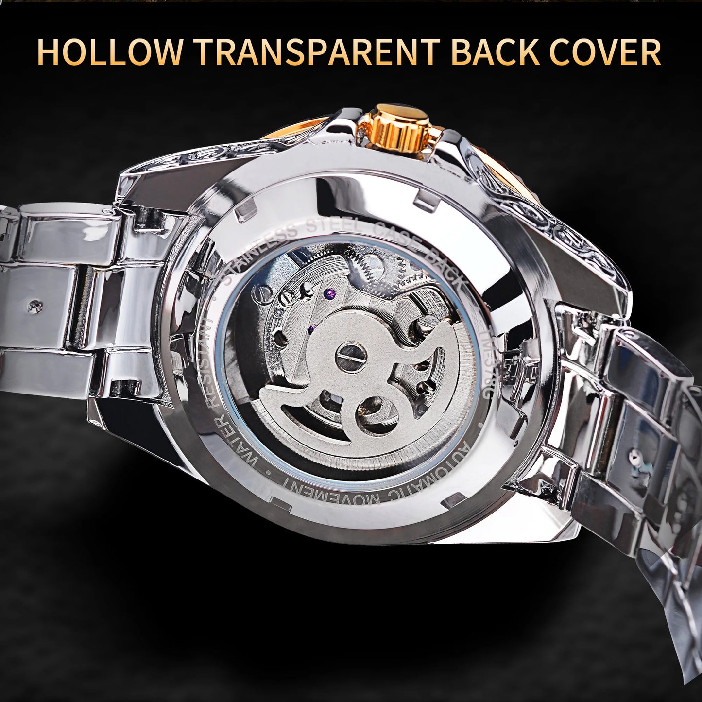 Hot Sale Vintage Engraved Skeleton Tourbillon Mechanical Men's Watches Luxury Moon Phase Clock Wholesale Watches