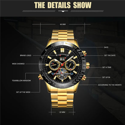 Relogio Masculino FORSINING Top Luxury Automatic Wrist Watch Mens Tourbillon Mechanical Watches Men's Wristwatches Clock Gold