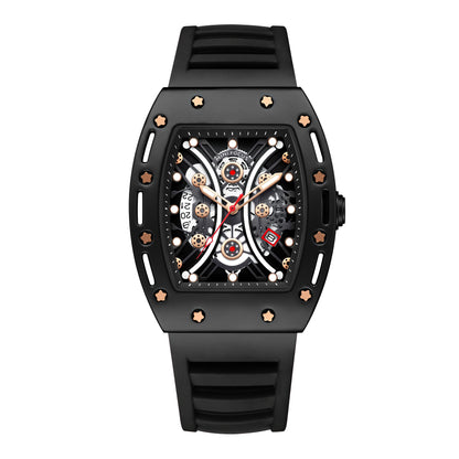 MINI FOCUS MF0420G Men Fashion Barrel Shaped Sports Watch Silicone Strap Waterproof With Luminous Hands Quartz Watches Reloj