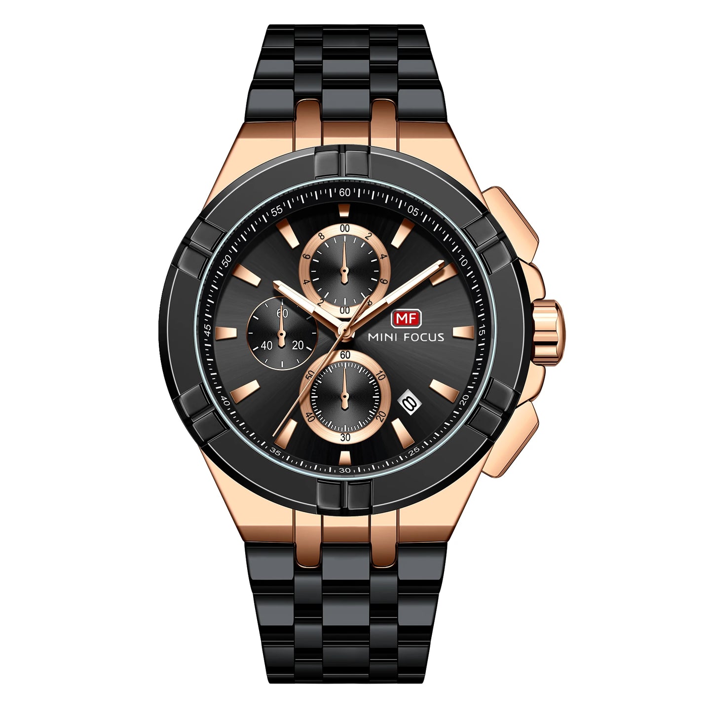 Montre Homme MINI FOCUS MF0471G Luxury Wristwatch Men Stainless Steel Band Chronograph Waterproof Quartz Watches