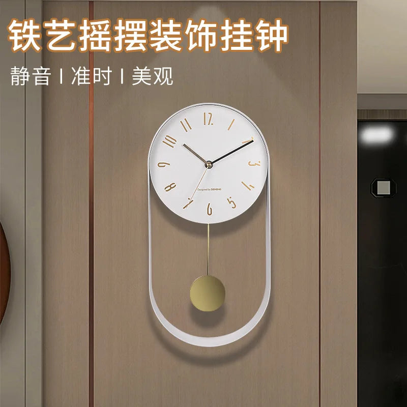 Fashion Swing Clock Modern Creative Simple Mute Wrought Iron Clock Living Room Silent Wall Clock Watch Home Decoration Wholesale