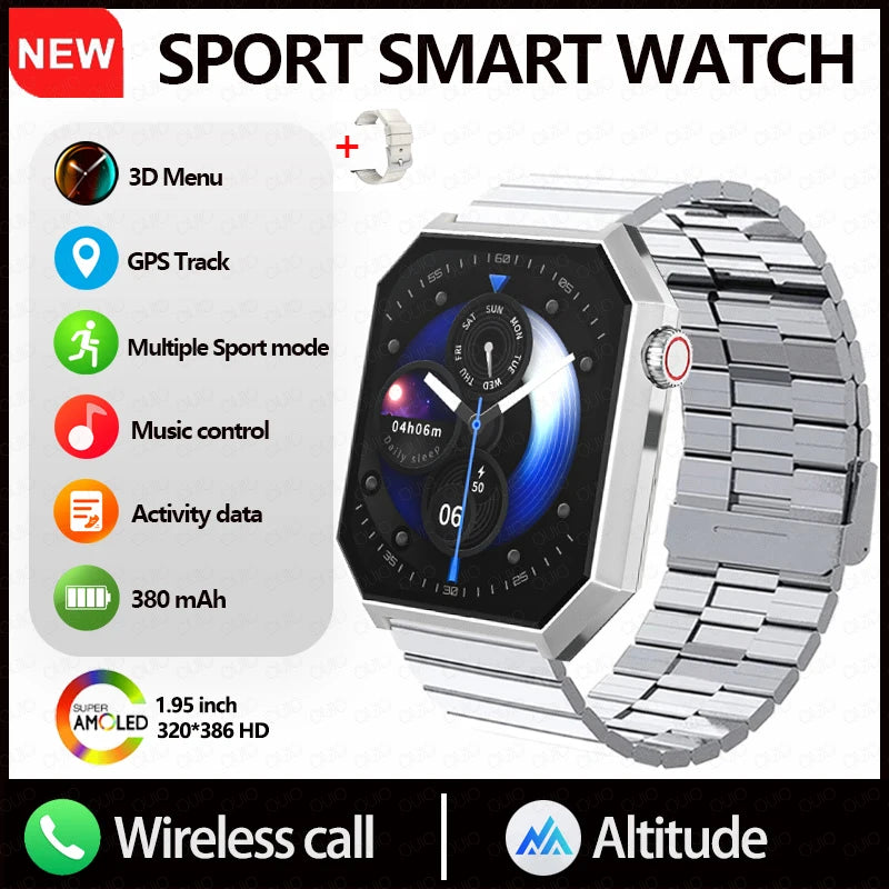 2025 New Smart Watch 1.95"HD Screen Health  Al Voice NFC Sports Mode  Altimeter  BT Call 3D Vision Deep Waterproof Smart Watch