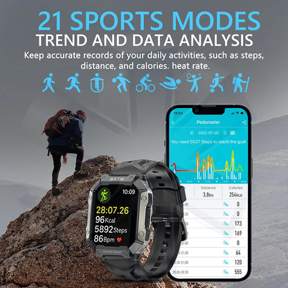 2024 New Outdoor Sports Smart Watch Waterproof IP67 Blood Pressure Oxygen Heart Rate Health Fitness Monitor Men Women Smartwatch