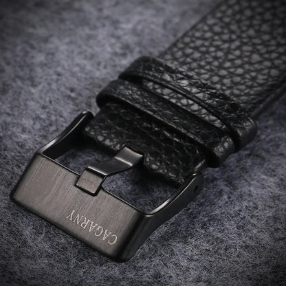 Wristwatch Leather Strap Male Clock Watch Man Luxury Brand Cagarny Men's Quartz Watches Waterproof Date Dual Times Relogio gifts
