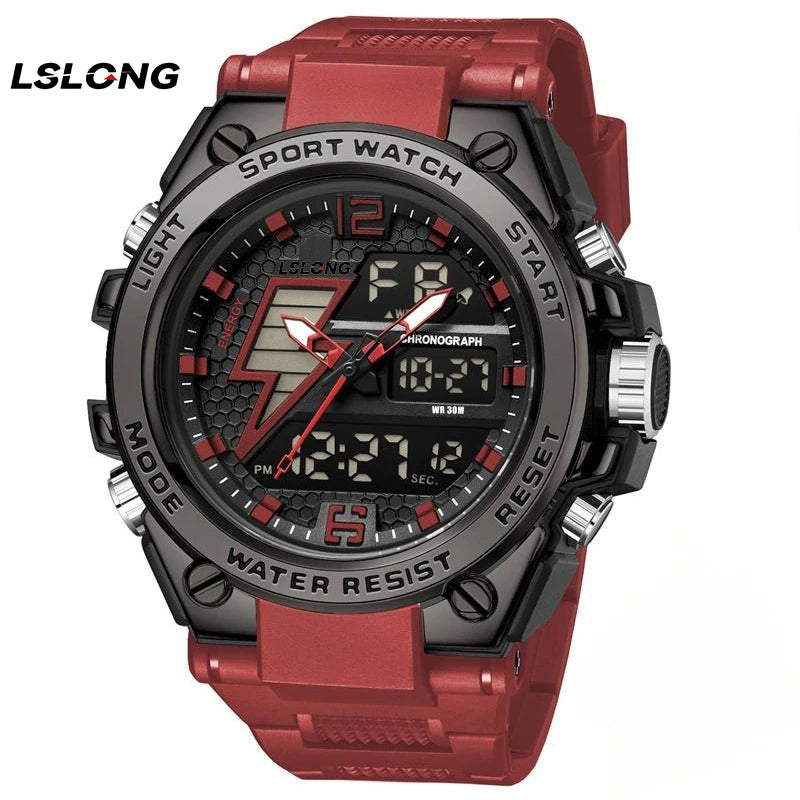 Men's Watches Sports Outdoor Waterproof Wrist Watch Tactical Date Multi Function Large Face LED Alarm Stopwatch for Men