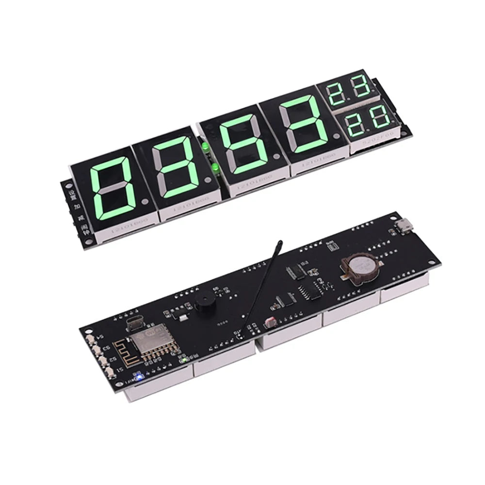 1.2" Wifi Clock 24 Hours Electronic Clock LED Digital TIME Display Second Temperature Alarm Clock Wireless Network Timing watch