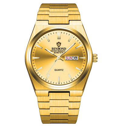 BINBOND Elegant Watches For Women Waterproof Luminous Date Week Ladies Watch Quartz Stainless Steel Woman's Fashion Wristwatch