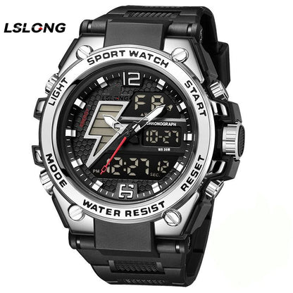 Men's Watches Sports Outdoor Waterproof Wrist Watch Tactical Date Multi Function Large Face LED Alarm Stopwatch for Men