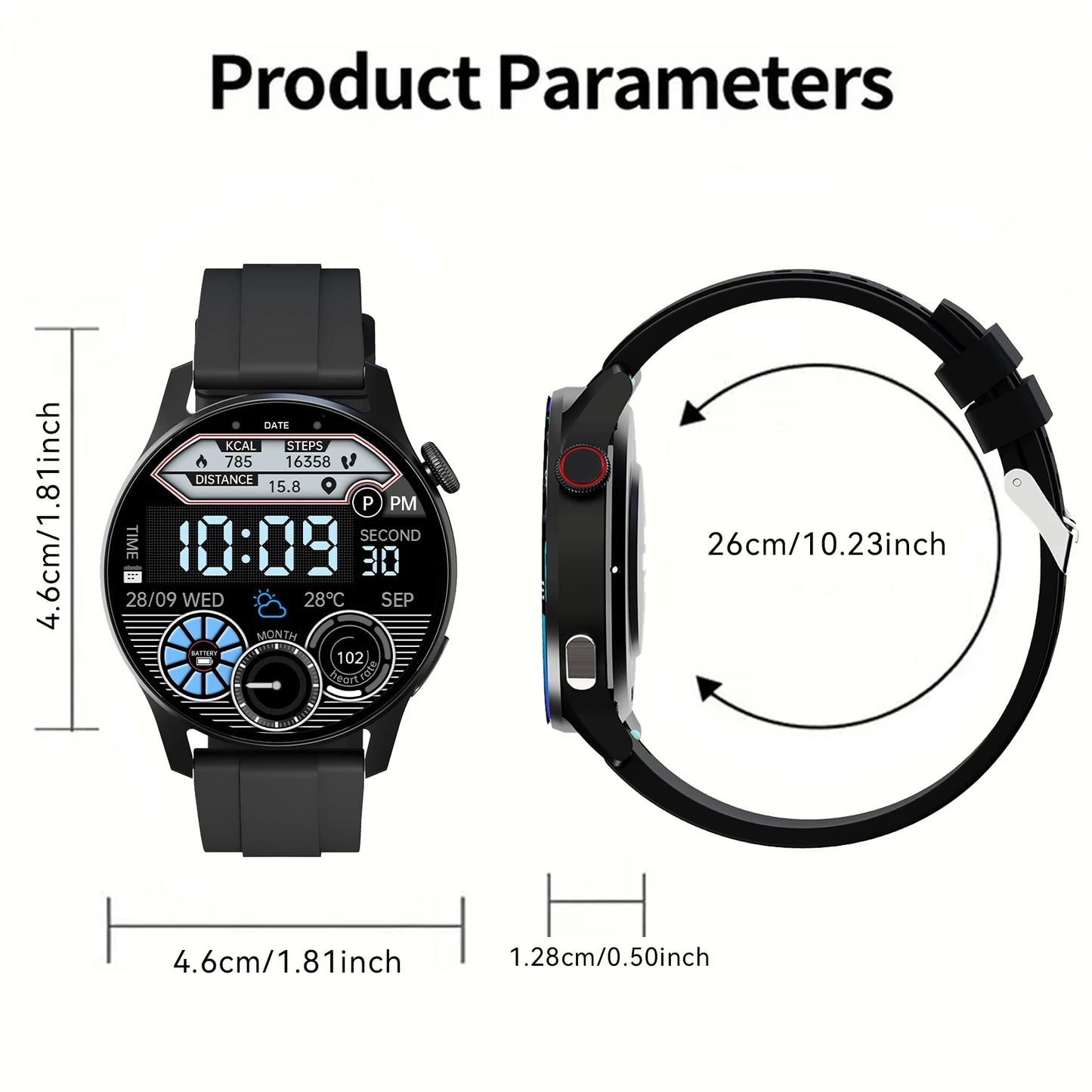 Smartwatch for men and women, wireless calling, 100+ sports modes, fitness tracker, heart rate monitoring, holiday gift