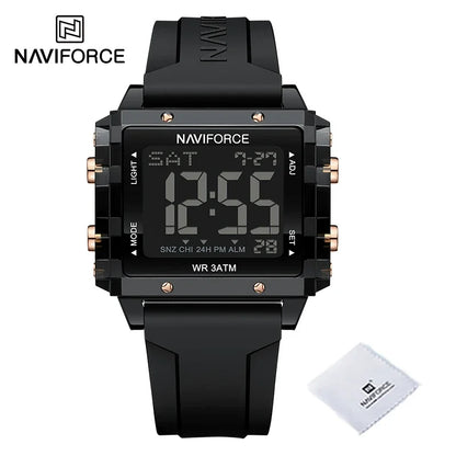 NAVIFORCE Watches for Woman Casual Waterproof Day and Date Dispay Silicone Strap Ladies Wristwatch LCD Digital Electronic Clocks