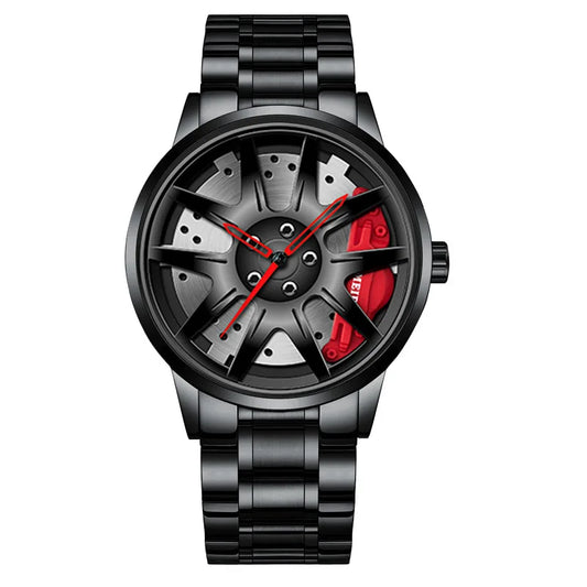 2025 Men Top Big Leather Watches Men Car Wheel Hub Stainless Steel Quartz Watch For Male Military Sports Watch Relogio Masculino