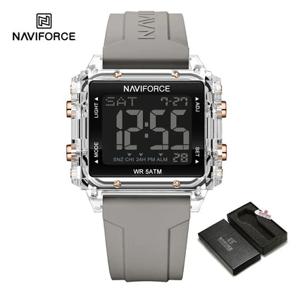 NAVIFORCE Watches for Woman Casual Waterproof Day and Date Dispay Silicone Strap Ladies Wristwatch LCD Digital Electronic Clocks
