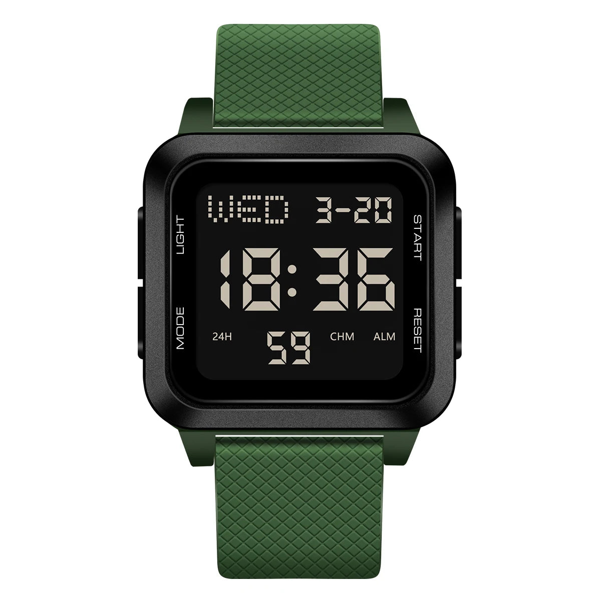 Men's sports watch, electronic waterproof LED digital watch, student alarm clock, countdown square electronic watch