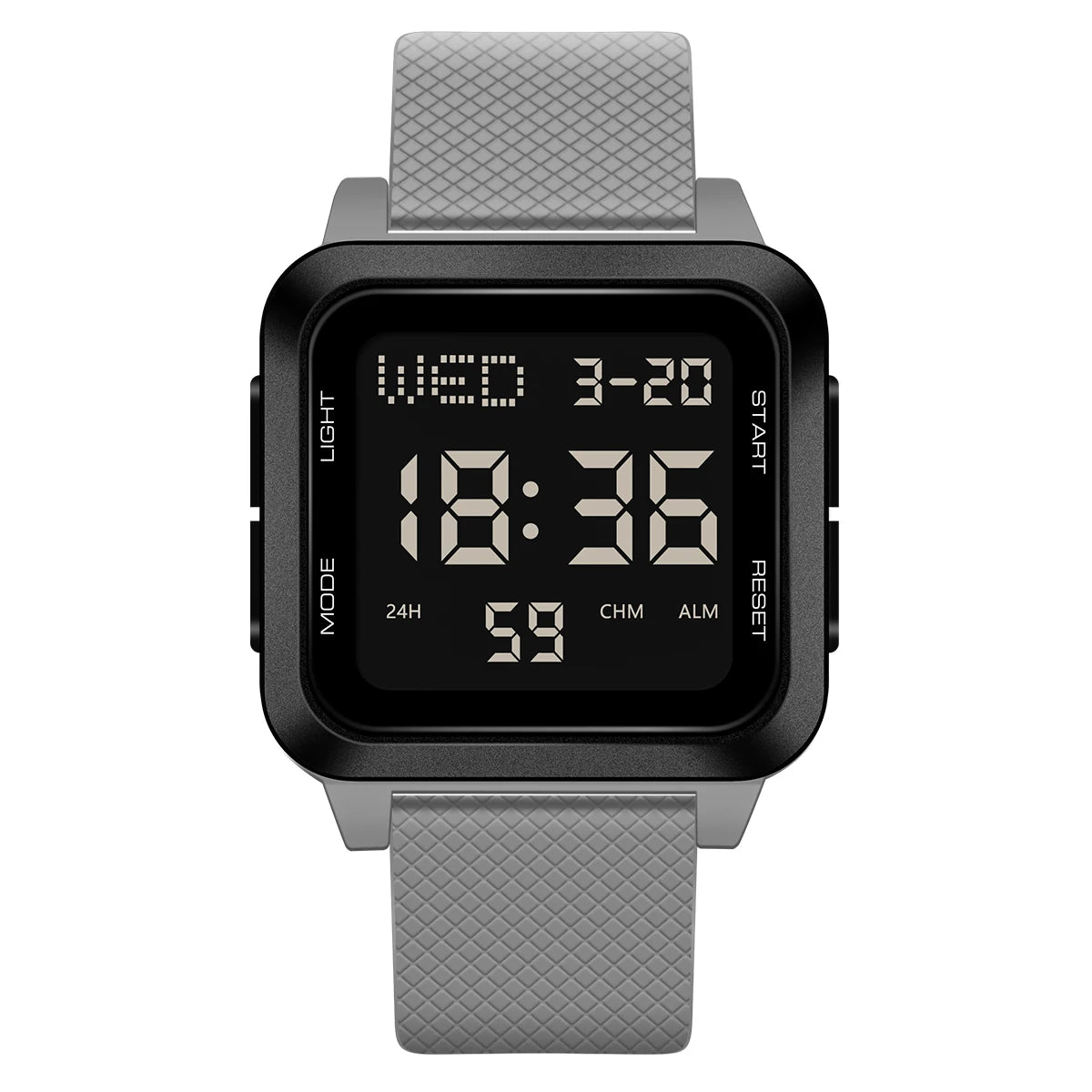 Men's sports watch, electronic waterproof LED digital watch, student alarm clock, countdown square electronic watch