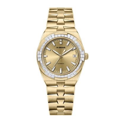 Luxury automatic mechanical watch for women; waterproof, elegant and fashionable round watch as a gift for girlfriend.