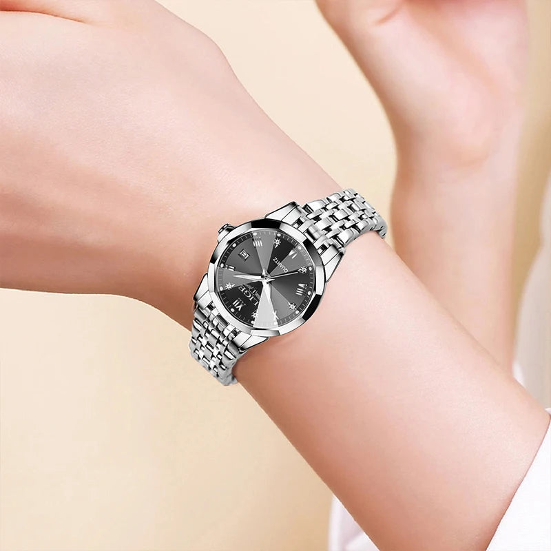 LIGE New Woman Watch Original Movement Calendar Quartz Watches Women Top Brand Fashion Luminous Stainless Steel Women's Watch