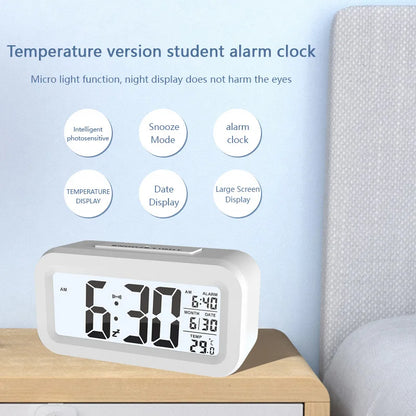 2025 NEW Temperature Version Alarm Clock Silent Clock Electronic Clock Light Sensing Alarm Clock With Voice Student Alarm Clock
