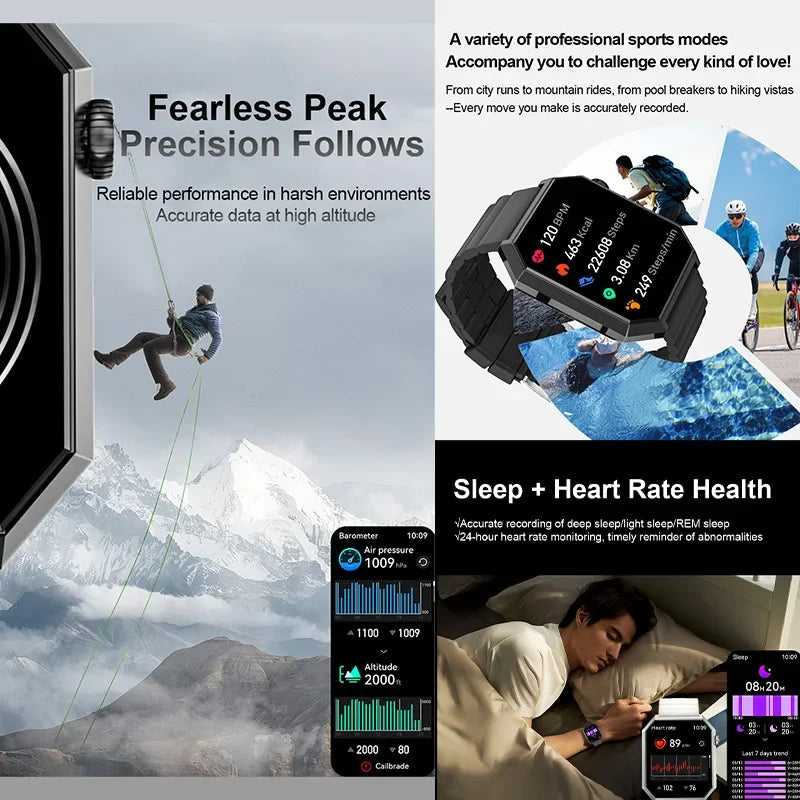 2025 New Smart Watch 1.95"HD Screen Health  Al Voice NFC Sports Mode  Altimeter  BT Call 3D Vision Deep Waterproof Smart Watch