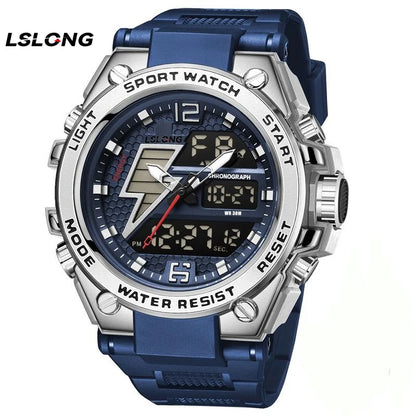 Men's Watches Sports Outdoor Waterproof Wrist Watch Tactical Date Multi Function Large Face LED Alarm Stopwatch for Men