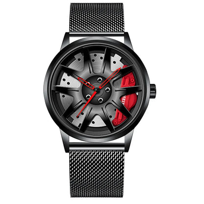 2025 Men Top Big Leather Watches Men Car Wheel Hub Stainless Steel Quartz Watch For Male Military Sports Watch Relogio Masculino