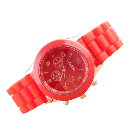 Men'S And Women'S Waterproof Watches Quartz Wristwatch  Circular Arabic Numeral Dial Silicone Strap Wristwatch Decorations Gift