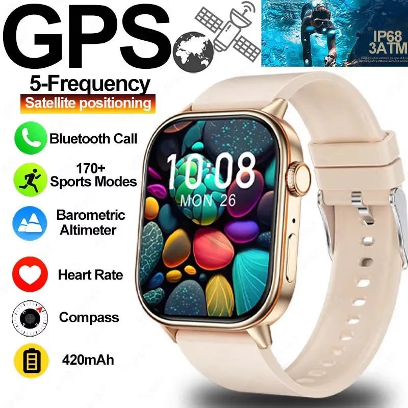 2025 New Built-in GPS Smart Watch 2.01 inch Full Touch Screen IP68 Waterproof Sports Watch 420mAh Bluetooth Talk Men Smartwatch.