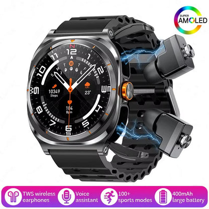 2025 New Smartwatch 2 In1 Headset Features Bt Call Health Detection, Ip67 Water Resistance, Gps Positioning, Sports Mode Watch