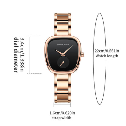 2023 New Women's Quartz Wristwatch 34mm Wine Barrel Rose Gold Black Stopwatch Fashionable Minimalist Style Oval Women's Watches